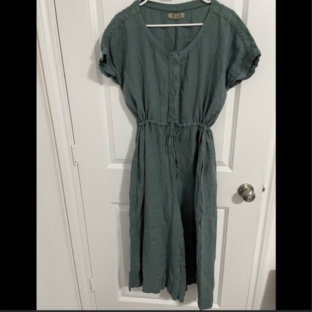 Sagey green FLAX Linen Overall Jumpsuit sz M